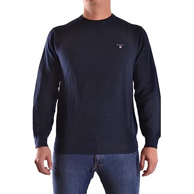 8040521 GANT Męski sweter Cotton Pique C-Neck Pulver, Evening Blue, Standard, niebieski (Evening Blue), XS 8040521 GANT Męski sweter Cotton Pique C-Neck Pulver, Evening Blue, Standard, niebieski (Evening Blue), XS