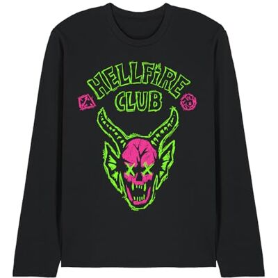 UKAL-01-NFLIX10367 Stranger Things Hellfire Neon Sketch Logo Unisex Długi rękaw T Shirt, czarny, L UKAL-01-NFLIX10367 Stranger Things Hellfire Neon Sketch Logo Unisex Długi rękaw T Shirt, czarny, L