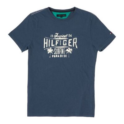 Tommy Hilfiger T-shirt męski, nadruk All over TROPICAL Tee S/S RF/ 887817313, Niebieski (406 Ripcurl Blue), 56 Tommy Hilfiger T-shirt męski, nadruk All over TROPICAL Tee S/S RF/ 887817313, Niebieski (406 Ripcurl Blue), 56