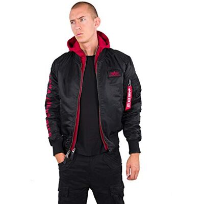 133104-94 Alpha Industries MA-1 D-Tec SE Bomber Jacket dla mężczyzn Black/Red 133104-94 Alpha Industries MA-1 D-Tec SE Bomber Jacket dla mężczyzn Black/Red