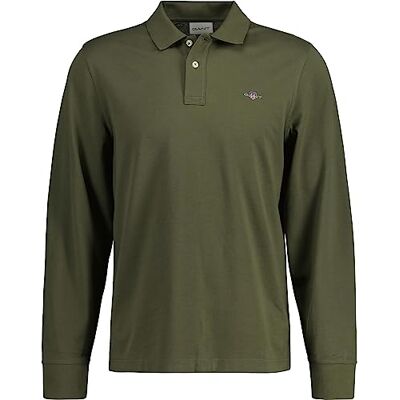 2230 GANT Męska koszulka polo REG Shield LS Pique Rugger, Juniper Green, standardowa, Juniper Green, M 2230 GANT Męska koszulka polo REG Shield LS Pique Rugger, Juniper Green, standardowa, Juniper Green, M