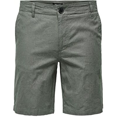 22022118 ONLY & SONS Męskie szorty ONSELLIOT lniane JKT Shorts, Castor Gray, S 22022118 ONLY & SONS Męskie szorty ONSELLIOT lniane JKT Shorts, Castor Gray, S
