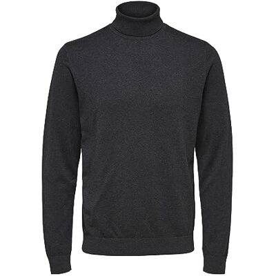 16074684 Selected Homme Mężczyźni Slhberg Roll Neck B Noos Golf, Szary (Antracit/Melange), S 16074684 Selected Homme Mężczyźni Slhberg Roll Neck B Noos Golf, Szary (Antracit/Melange), S