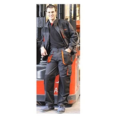 Juba Spodnie Multi-Pocket Long 65% poliester/35% bawełna. Czarne z pomarańczowymi detalami Rozmiar: XL Juba Spodnie Multi-Pocket Long 65% poliester/35% bawełna. Czarne z pomarańczowymi detalami Rozmiar: XL