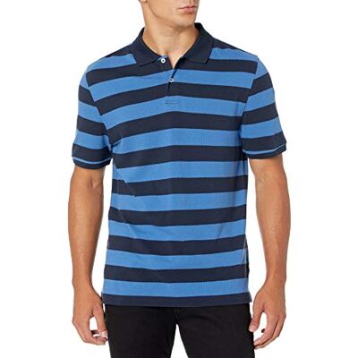 MAE40007SP18-Blnvs-Medium Amazon Essentials Men's Bawełniana koszulka polo pique slim fit, Czarny Niebieski Pasek, M MAE40007SP18-Blnvs-Medium Amazon Essentials Men's Bawełniana koszulka polo pique slim fit, Czarny Niebieski Pasek, M