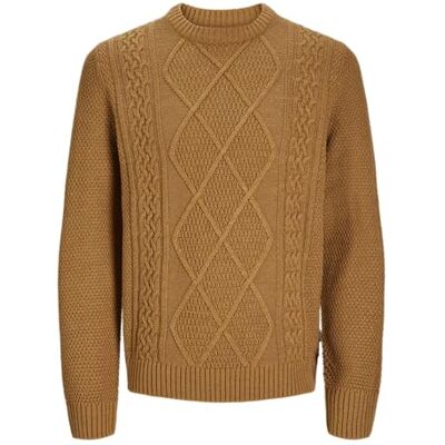 12259700 Jack & Jones Jprbludiogo Cable Knit Pack, Brązowy cukier/szczegóły: kabel melanżowy, M 12259700 Jack & Jones Jprbludiogo Cable Knit Pack, Brązowy cukier/szczegóły: kabel melanżowy, M