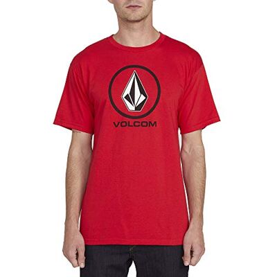 632007411-RED Volcom Męska koszulka z krótkim rękawem ze wzorem Crisp Stone, Czerwony, M 632007411-RED Volcom Męska koszulka z krótkim rękawem ze wzorem Crisp Stone, Czerwony, M
