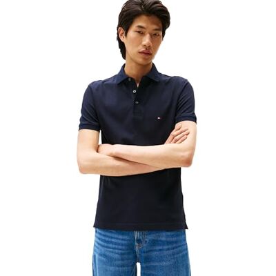 MW26882-405 Tommy Hilfiger Męskie koszulki polo z krótkim rękawem o kroju slim fit, ze stretchem i organiczną bawełną pique, Pustynne niebo, S MW26882-405 Tommy Hilfiger Męskie koszulki polo z krótkim rękawem o kroju slim fit, ze stretchem i organiczną bawełną pique, Pustynne niebo, S