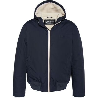 BLUSTER2-NAVY-M Schott NYC Schott Bluster2 Navy Sherpa, krótka kurtka z kapturem, Niebieski, M BLUSTER2-NAVY-M Schott NYC Schott Bluster2 Navy Sherpa, krótka kurtka z kapturem, Niebieski, M
