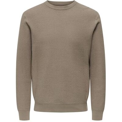 22033297-4780520 ONLY & SONS Onsmorgan Reg 12 Structure Crew Knit, Desert Taupe, M 22033297-4780520 ONLY & SONS Onsmorgan Reg 12 Structure Crew Knit, Desert Taupe, M