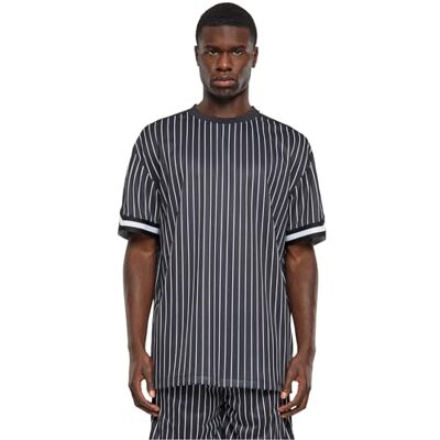 TB6680 Urban Classics Męski T-shirt Oversized Striped Mesh Tee Black/White M, czarny/biały, M TB6680 Urban Classics Męski T-shirt Oversized Striped Mesh Tee Black/White M, czarny/biały, M