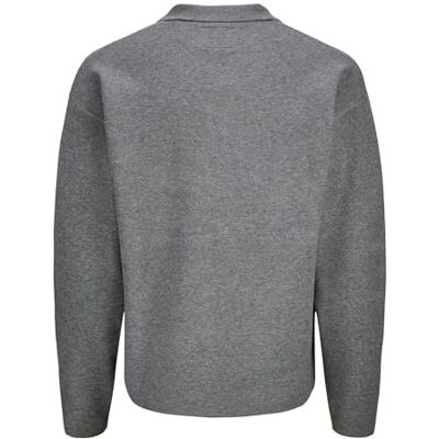 12285374-4899593 JACK & JONES Jprblabradfort Knit Polo, Medium Grey Melange, S 12285374-4899593 JACK & JONES Jprblabradfort Knit Polo, Medium Grey Melange, S
