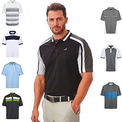 UPTS1784_BLK/CHA/WHT/STM_L Under Par Męska koszulka polo Golf Pro Quality oddychająca odprowadzająca wilgoć szybkoschnąca koszulka polo UPTS1784_BLK/CHA/WHT/STM_L Under Par Męska koszulka polo Golf Pro Quality oddychająca odprowadzająca wilgoć szybkoschnąca koszulka polo