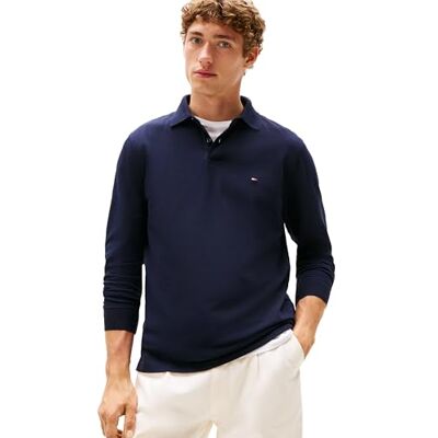 MW20183-401 Tommy Hilfiger Męskie koszulki polo z długim rękawem o regularnym kroju ze stretchem i organiczną bawełną pique, Pustynne niebo, XXL MW20183-401 Tommy Hilfiger Męskie koszulki polo z długim rękawem o regularnym kroju ze stretchem i organiczną bawełną pique, Pustynne niebo, XXL