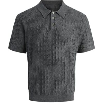 12283528-4840053 JACK & JONES Jprbladave Knit Polo Ss, ciemnoszary melanż, XL 12283528-4840053 JACK & JONES Jprbladave Knit Polo Ss, ciemnoszary melanż, XL