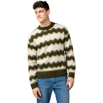 W8G7 Wrangler Sweter w paski, zielony (Ivy Green), L W8G7 Wrangler Sweter w paski, zielony (Ivy Green), L