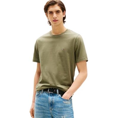 MW0MW39995 Tommy Hilfiger Męska koszulka ESS Seasonal REG FIT Solid TEE S/S, zielona, S, Zielony (Battle Green), S MW0MW39995 Tommy Hilfiger Męska koszulka ESS Seasonal REG FIT Solid TEE S/S, zielona, S, Zielony (Battle Green), S