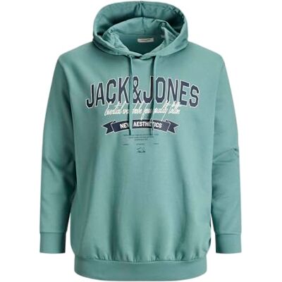 12258873-4975159 JACK & JONES Męska bluza Jjelogo Sweat Hood 2 Col 25/26 Noos Pls, Mineral Blue, 5XL 12258873-4975159 JACK & JONES Męska bluza Jjelogo Sweat Hood 2 Col 25/26 Noos Pls, Mineral Blue, 5XL