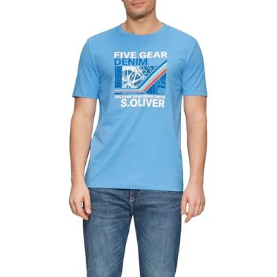 2164762 T-shirt bawełniany z nadrukiem z przodu, królewski błękit, L 2164762 T-shirt bawełniany z nadrukiem z przodu, królewski błękit, L