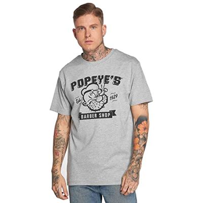MC179 MERCHCODE Męski T-shirt Popeye Barber Shop Tee, Heathergrey, XS MC179 MERCHCODE Męski T-shirt Popeye Barber Shop Tee, Heathergrey, XS