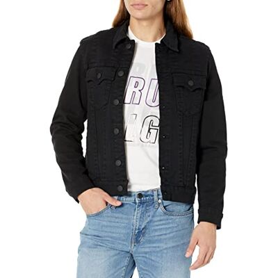 102465 True Religion Męska kurtka dżinsowa typu trucker, 2sb płyn do płukania ciała czarny, L 102465 True Religion Męska kurtka dżinsowa typu trucker, 2sb płyn do płukania ciała czarny, L
