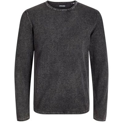 12174001 JACK & JONES Męski sweter z dzianiny z okrągłym dekoltem, jednokolorowy sweter z dzianiny z okrągłym dekoltem, Caviar, XS 12174001 JACK & JONES Męski sweter z dzianiny z okrągłym dekoltem, jednokolorowy sweter z dzianiny z okrągłym dekoltem, Caviar, XS