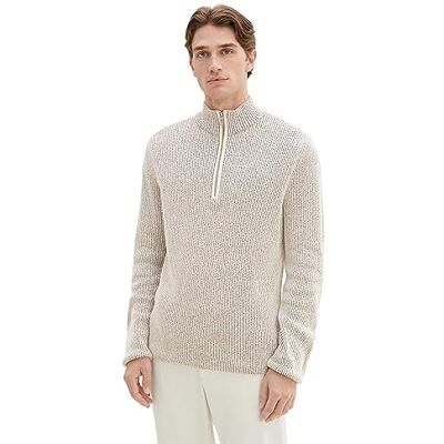 1038243 TOM TAILOR sweter męski, 32742 – beżowy granatowy mouline, 3XL 1038243 TOM TAILOR sweter męski, 32742 – beżowy granatowy mouline, 3XL