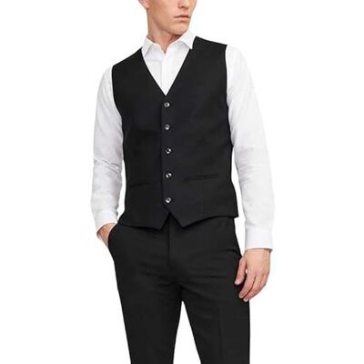 12141110 JACK & JONES Męska kamizelka garniturowa Jprsolaris Waistcoat Noos, czarny, 56 12141110 JACK & JONES Męska kamizelka garniturowa Jprsolaris Waistcoat Noos, czarny, 56