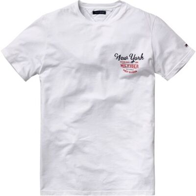 Tommy Hilfiger Męski T-shirt Mark ss / 2S87901944, biały (100 Classic White), 54 Tommy Hilfiger Męski T-shirt Mark ss / 2S87901944, biały (100 Classic White), 54