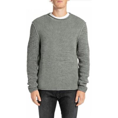 UK4452.000.G22920 Replay Męski sweter regular fit, M05 Grey Metal Melange, 3XL UK4452.000.G22920 Replay Męski sweter regular fit, M05 Grey Metal Melange, 3XL