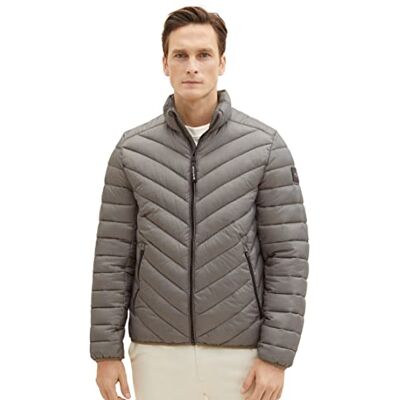 1037222 Lekka pikowana kurtka męska TOM TAILOR z nadrukiem, 32144-oliwkowy minimalistyczny design, M 1037222 Lekka pikowana kurtka męska TOM TAILOR z nadrukiem, 32144-oliwkowy minimalistyczny design, M