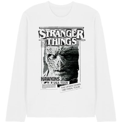 UKAL-65-NFLIX10404 Stranger Things Newspaper Vecna Unisex długi rękaw T Shirt, biały, XXL UKAL-65-NFLIX10404 Stranger Things Newspaper Vecna Unisex długi rękaw T Shirt, biały, XXL