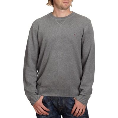 850335321 Tommy Hilfiger Tommy Prep C-NK sweter męski, szary (Silver), 50 850335321 Tommy Hilfiger Tommy Prep C-NK sweter męski, szary (Silver), 50
