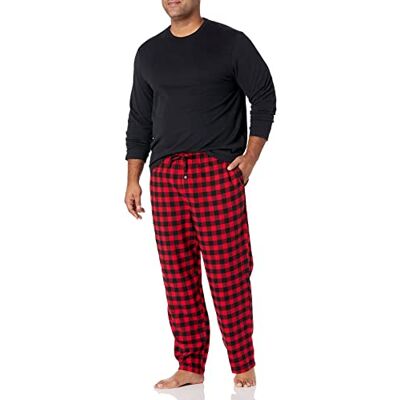 AEM20056F21-PNT32-Small Amazon Essentials Męski zestaw piżam flanelowych (dostępny w dużych i wysokich), czarno-czerwony bawół krata, S AEM20056F21-PNT32-Small Amazon Essentials Męski zestaw piżam flanelowych (dostępny w dużych i wysokich), czarno-czerwony bawół krata, S