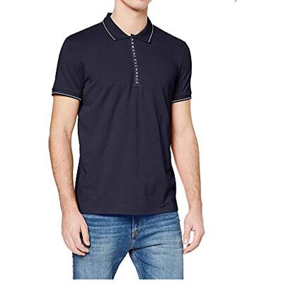 8NZF71ZJH2Z Armani Exchange Męska koszulka polo z ukrytymi guzikami, elastyczna bawełniana koszulka polo, NIEBIESKI, XS 8NZF71ZJH2Z Armani Exchange Męska koszulka polo z ukrytymi guzikami, elastyczna bawełniana koszulka polo, NIEBIESKI, XS