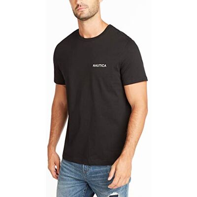 V82870-0TB-XL Nautica Męska koszulka z krótkim rękawem i okrągłym dekoltem, True Black Solid, XL V82870-0TB-XL Nautica Męska koszulka z krótkim rękawem i okrągłym dekoltem, True Black Solid, XL