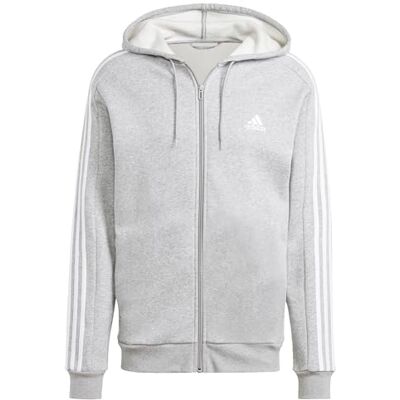 IJ6479 adidas Mężczyźni Essentials Fleece 3-Stripes Full-Zip Hoodie, Light Grey, XXS IJ6479 adidas Mężczyźni Essentials Fleece 3-Stripes Full-Zip Hoodie, Light Grey, XXS