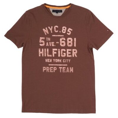 887817303 Tommy Hilfiger T-shirt męski, nadruk All Over 681 Tee S/S RF/ , Brązowy (211 Boardwalk Brown), 50 887817303 Tommy Hilfiger T-shirt męski, nadruk All Over 681 Tee S/S RF/ , Brązowy (211 Boardwalk Brown), 50
