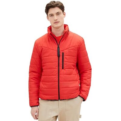 1038923 Tom Tailor Denim Męska kurtka pikowana z chowanym kapturem w kołnierzu, 11487 Clean Red, S 1038923 Tom Tailor Denim Męska kurtka pikowana z chowanym kapturem w kołnierzu, 11487 Clean Red, S