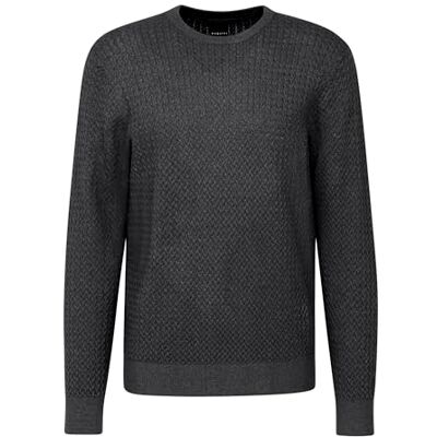 7400-65521B bugatti Męski sweter okrągły dekolt, szary, XL 7400-65521B bugatti Męski sweter okrągły dekolt, szary, XL