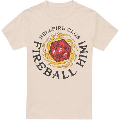 UKAT-56-NFLIX10021 Stranger Things Hellfire Club Fireball Him koszulka unisex, kremowa, rozmiar M, kremowy, M UKAT-56-NFLIX10021 Stranger Things Hellfire Club Fireball Him koszulka unisex, kremowa, rozmiar M, kremowy, M