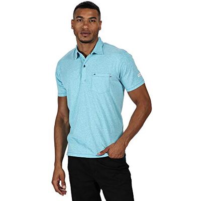 RMT204 2VU80 Regatta Męskie bawełniane Mando z krótkim rękawem w paski guzik dekolt t-shirty/polos/kamizelki, granatowy, XL RMT204 2VU80 Regatta Męskie bawełniane Mando z krótkim rękawem w paski guzik dekolt t-shirty/polos/kamizelki, granatowy, XL