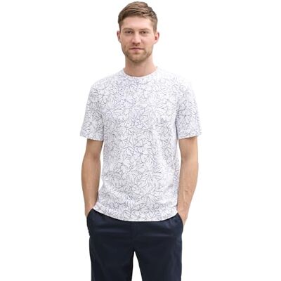 1045713 TOM TAILOR T-shirt męski, 37340 White Outline Flower Design, L 1045713 TOM TAILOR T-shirt męski, 37340 White Outline Flower Design, L