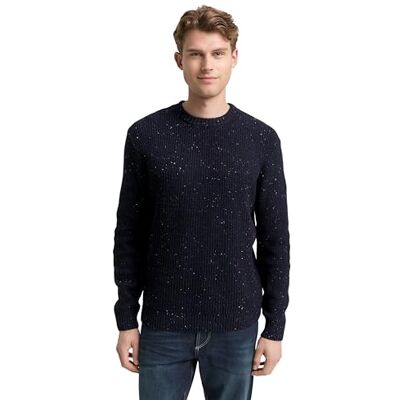 1048712 TOM TAILOR Sweter męski, 36942 Navy Melange Multi Neps, XS 1048712 TOM TAILOR Sweter męski, 36942 Navy Melange Multi Neps, XS
