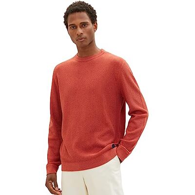 1038612 TOM TAILOR męski sweter z dzianiny basic wykonany z bawełny, 32720-ciepły czerwony melanż, XXL 1038612 TOM TAILOR męski sweter z dzianiny basic wykonany z bawełny, 32720-ciepły czerwony melanż, XXL