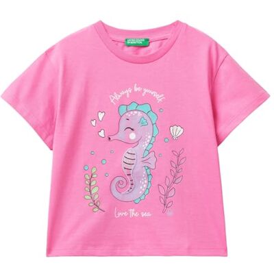 3096G10HC United Colors of Benetton T-shirty dziewczęce, Różowy, 2 anni 3096G10HC United Colors of Benetton T-shirty dziewczęce, Różowy, 2 anni