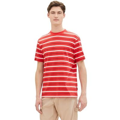 1039591 TOM TAILOR Denim T-shirt męski, 34135 – czerwone białe granatowe paski Yd Stripe, XS 1039591 TOM TAILOR Denim T-shirt męski, 34135 – czerwone białe granatowe paski Yd Stripe, XS