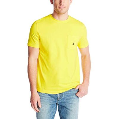 V73812-71Z-M Nautica Męski solidny okrągły dekolt, krótkie rękawy, kieszeń T-shirt, Zest, M V73812-71Z-M Nautica Męski solidny okrągły dekolt, krótkie rękawy, kieszeń T-shirt, Zest, M