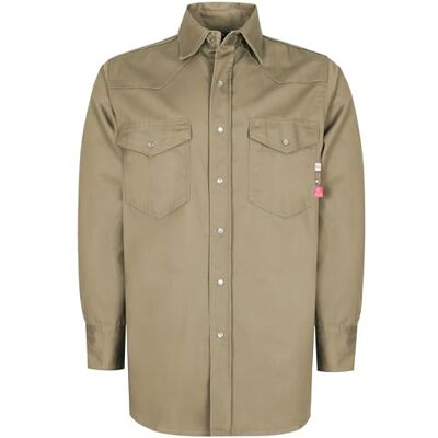 KONRECO FR Koszulki męskie Button-Down, trudnopalna, HRC2, koszule spawalnicze dla mężczyzn, zatrzaski z perłą khaki, XL, guziki z perłą khaki, XL KONRECO FR Koszulki męskie Button-Down, trudnopalna, HRC2, koszule spawalnicze dla mężczyzn, zatrzaski z perłą khaki, XL, guziki z perłą khaki, XL