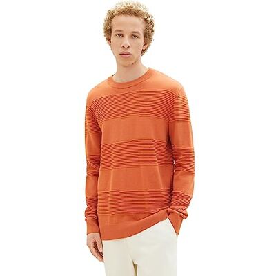 1038260 TOM TAILOR Denimowy męski sweter z dzianiny o strukturze bawełny, 32247-miękka jesienna rdza, L 1038260 TOM TAILOR Denimowy męski sweter z dzianiny o strukturze bawełny, 32247-miękka jesienna rdza, L